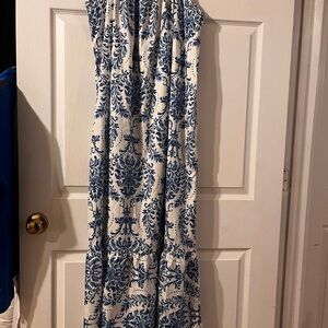 SHEIN Blue and White Maxi Dress